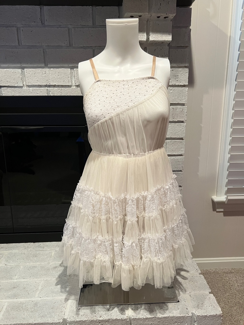 White Tiered Tulle & Lace Lyrical Dance Costume / Performance Dress